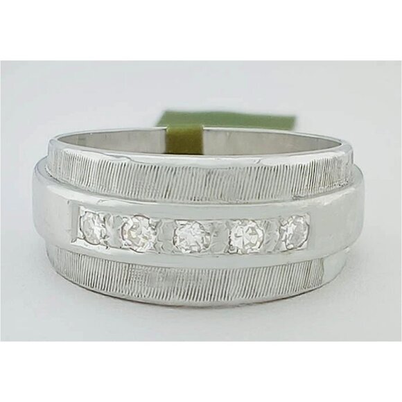 Genuine Diamond Dome Style Ring 14k White Gold
